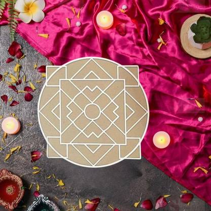Satyam Kraft 1 Rangoli Mat Wooden Base Fill It Up with Rangoli,Flowers,Pulses for Decor Rangoli Stencil