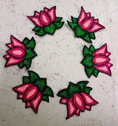 NISHAHANDCRAFT readymade rangoli lotus design 1ft-6 Rangoli Stencil