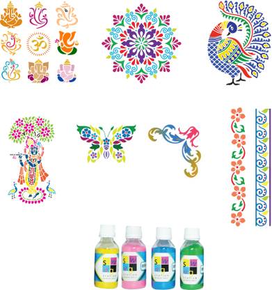 SWAG STATION Mandala Rangoli Making Tools Kit for Decoration (Mandala Rangoli Stencils Combo) Rangoli Stencil