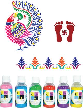 SWAG STATION DIY Rangoli Stencil Designs making Tools Kit For Home, Rangoli Stencils Big Size Rangoli Stencil