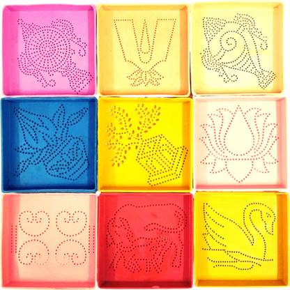 Epoojacart Rangoli Stencils for Making Unique and Beautiful Rangoli Designs - Pack of 9 Rangoli Stencil