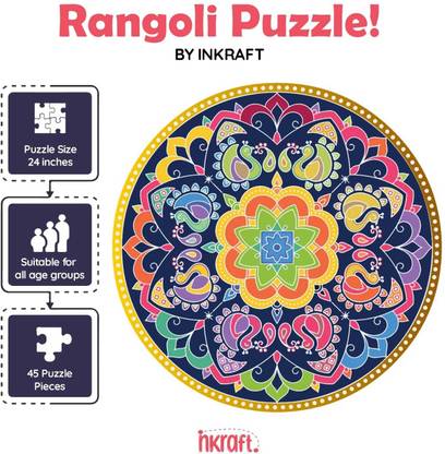 Inkraft Diwali Rangoli Puzzle - 24 Inch Rangoli Stencil