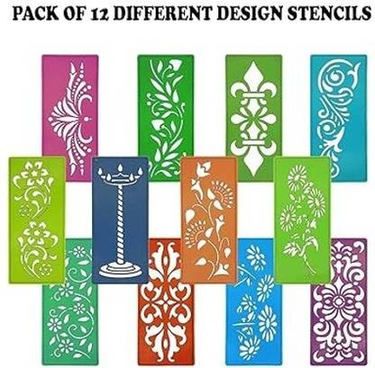 Jayshri handicrafts 12 Border Rangoli Making Stencils Multi Design Rangoli Making Stencils Rangoli Stencil
