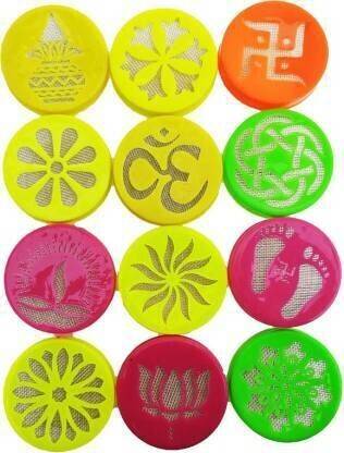 oramsa Combo of 12 Different Design Draw Rangoli Making Stamp for Colourful Design Rangoli Stencil