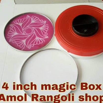 9Up Rangoli Making Box With Color Bottle |2Pcs Rangoli Jali & 1Pc Filter Box Rangoli Stencil