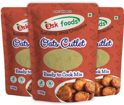 Ask Foods Oats Cutlet Mix Pack of 3 (100g X 3) Preservative Free Veg Cutlets