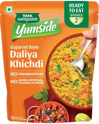 Tata Sampann Yumside Gujarati Style Daliya Khichdi, No Artificial Colour & Flavour, Ready To Eat 285 g