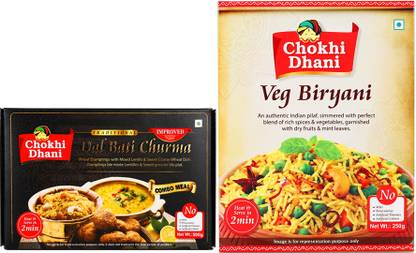 Chokhi Dhani Dal Bati Churma, Veg Biryani Combo, Ready to Eat 0.7 kg