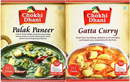 Chokhi Dhani Palak Paneer 300Gm, Gatta Curry 300Gm, Ready To Eat Product, Combo 0.6 kg