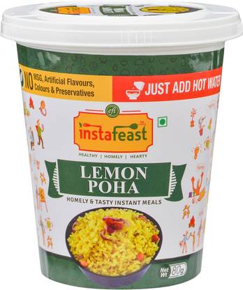 Instafeast Delicious Instant Lemon Poha Cup, Lemon Poha Cup, 80g Grams 80 g