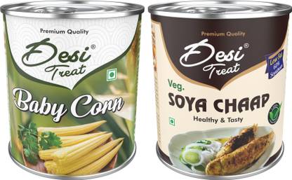 Desi Treat Fresh Baby Corn 800g + Veg Soya Chaap 800g Combo 1600 g