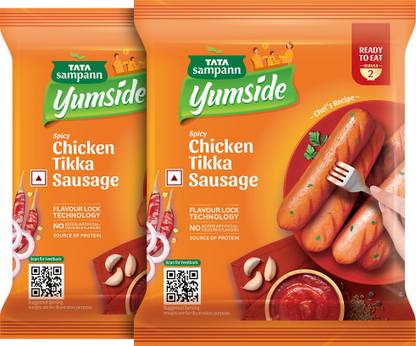 Tata Sampann Yumside Chicken Tikka Sausage, No Artificial Colour & Flavour, Ready To Eat, Serves 4 360 g