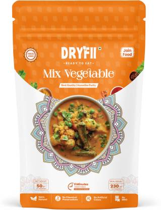 Dryfii Ready-to-Eat Jain Mix Vegetable Freeze Dried No Onion No Garlic Rehydrated Wt. 230 g
