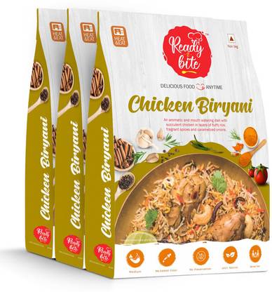 Ready 2 Bite Ready to Eat Chicken Biryani Combo Pack of 3 750 g