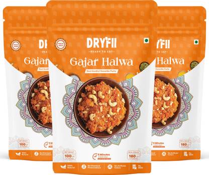 Dryfii Ready-to-Eat Instant Gajar Halwa | Pure Veg | Freeze Dried | Rehydrated Wt. 540 g
