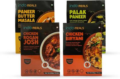 Indomeals Chicken Biryani + Paneer Butter Masala + Chicken Rogan Josh + Palak Paneer 1375 g