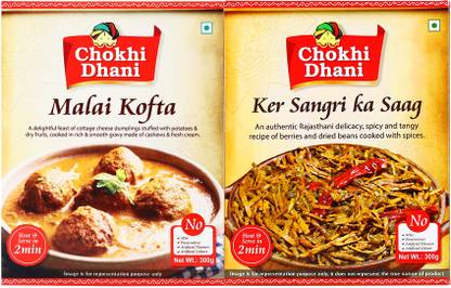 Chokhi Dhani Malai Kofta 300Gm, Ker Sangari Ka Saag 300Gm, Ready To Eat Product, Combo 0.6 kg