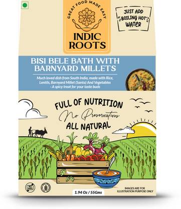 organic roots by Organic Roots Bisi BeLe Bath | Superfood | Instant Food | Healthy Snacks | Ready to Eat Meal | No MSG, No Preservatives | Full Meal - 55 gm 55 g