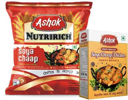 Ashok Nutririch Dry Soya Chaap with 100g Chaap Masala 500g(Family Combo pack)
