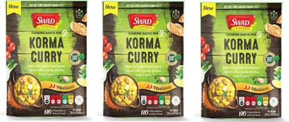 SWAD Korma Curry Cooking Sauce | Onion and Yoghurt based Gravy | Infused with a Variety of Indian Herbs and Spices | Pack of 3 | 250g Each