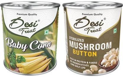 Desi Treat Fresh Baby Corn + Button Mushroom Combo 1600 g