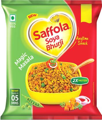 Saffola Soya Bhurji Magic Masala, Anytime Snack, Instant Ready In 5 Mins, 2x Protein