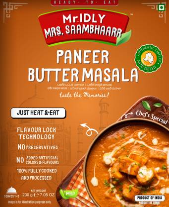 Mr.IDLY MRS. SAAMBHAARR Ready To Eat Paneer Butter Masala| Authentic Flavor | No Preservatives |