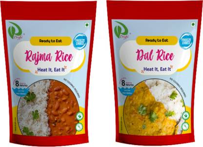 Dryfii Freeze Dried Rajma chawal and Dal Rice | Ready-to-Eat-Food | 4 Serves | Wgt