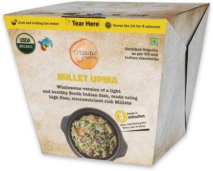 organic roots by Organic Roots Millet Upma | Superfood | Instant Food | Healthy Snacks | Ready to Eat Meal | No MSG, No Preservatives | Full Meal - 55 gm 55 g
