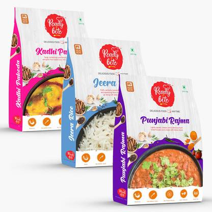 Ready 2 Bite Ready to Eat Kadhi Pakora, Jeera Rice, Punjabi Rajma Combo Pack 850 g