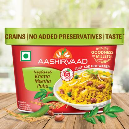 AASHIRVAAD Instant Khatta Meetha Poha,Ready to Eat|5 Mins Instant Breakfast 80 g