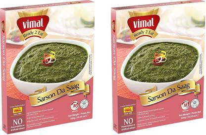 VIMAL Ready to Eat Tasty Sarson Da Saag Instant Mix Panjabi Vegetarian Meal with No Added Preservative and Colours - 300g Each | Pack of 2