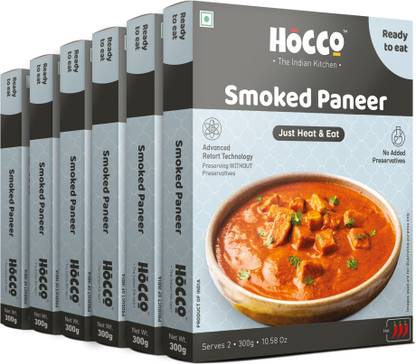 Hocco Ready to Eat Paneer Sabji | Ready to Cook | Smoked Paneer Regular ( 300 * 6 ) 1800 g