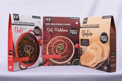 SRDC "SITA RAM DIWAN CHAND" Ready To Eat Chole, Bhature & Dal Makhani | Instant Mix | 300g each 900 g
