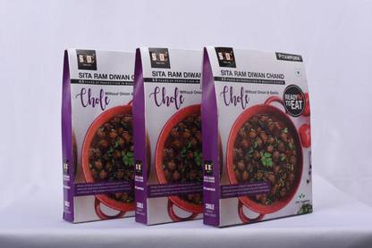 SRDC "SITA RAM DIWAN CHAND" Ready To Eat Chole Without Onion | Instant mix | Pack of 3 - 300g each 900 g