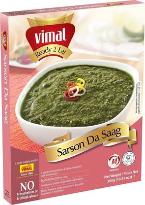 VIMAL Ready to Eat Tasty Sarson Da Saag Instant Mix Panjabi Vegetarian Meal | A Blend of Mustered Leaver and Spinach Seasoned with Onion and Spices | No Preservatives and Artificial Colors