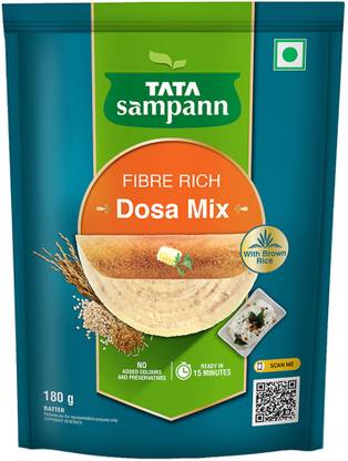 Tata Sampann Fibre Rich Dosa Mix, Ready to Cook Mix Golden, Crispy Dosas, 180 g