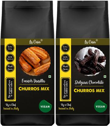 La Casa Vegan Churros Mix - Vanilla+Chocolate | Multigrain & All Natural Mix | 600 g