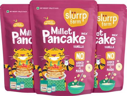 Slurrp Farm No Maida No Sugar Vanilla Pancake Mix, Healthy Breakfast for Kids and Adults 450 g