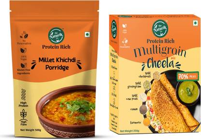 The Naturik Co High Protein Breakfast Combo, Multigrain Cheela Mix 250g & Masala Millet (500g) 750 g