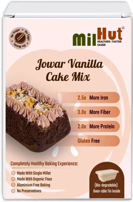 MilHut Jowar Vanilla Millet Cake Mix – Gluten-Free,Eggless, No Maida, Yeast free |350g 350 g