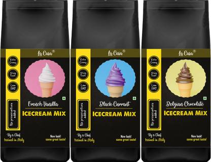 La Casa Icecream Premix - Vanilla+Chocolate+Black Currant 750 g