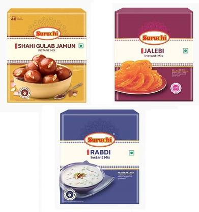 Suruchi Premium Instant Mix Shahi Gulab jamun || Jalebi || Rabdi || 200gm x 3 Pack 600 g