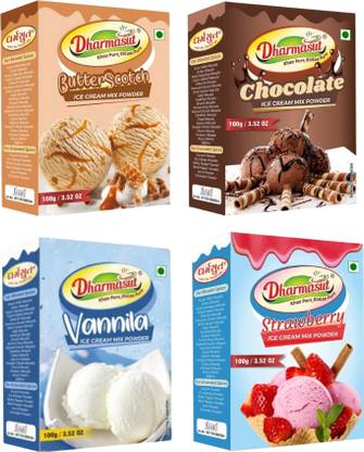Dharmasut Butterscotch + Chocolate + Vanilla + Strawberry Instant Ice cream Mix Powder 400 g