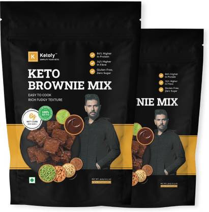 Ketofy - Keto Brownie Mix (350gX 2) | Yummy Fudgy Keto Brownies|Pack of 2 700 g