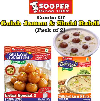 सूपर गुलाब जामुन मिक्स 200ग + शाही रबड़ी मिक्स 100ग = 300 g