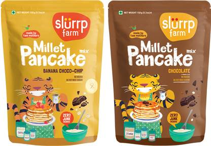 Slurrp Farm No Maida Pancake Mix-Banana Chocochip & Chocolate, 100% Veg, Eggless 300 g