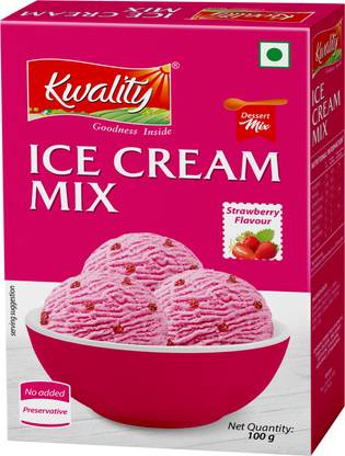 Kwality Strawberry Ice Cream Mix, Easy & Delicious Summer's Best Dessert Mix 100 g