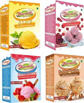 Dharmasut Mango + Rose + Strawberry + Butterscotch Instant Ice Cream Mix Powder 400 g