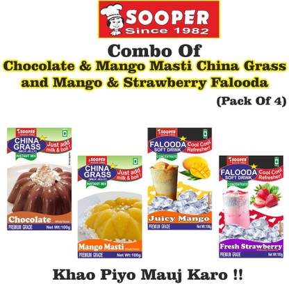 SOOPER CHOCOLATE & MANGO CHINA GRASS + MANGO & STRAWBERRY FALODA COMBO 400 g